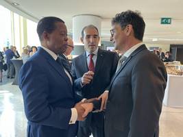 Ombudsman Peter Svetina in conversation with his colleague from the Republic of Benin M. Pascal Essou and Moroccan Ombudsman Mohamed Benalilou