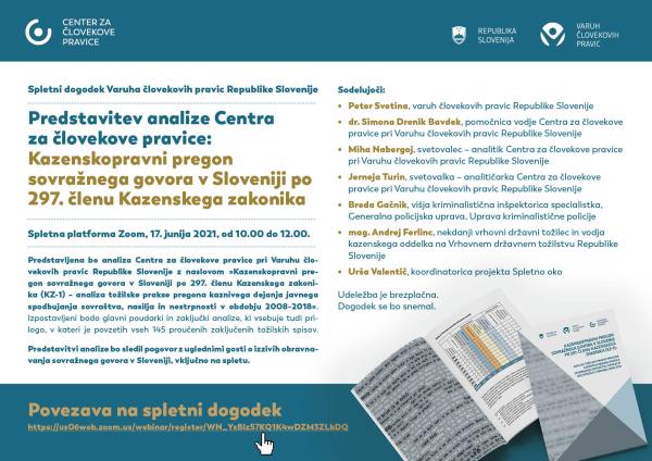 Analiza kazenskopravnega pregona sovražnega govora v Sloveniji in razprava