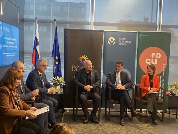 Human Rights Ombudsman and representatives of the state, industry and business, and civil society at a panel discussion call for a more responsible and sustainability-oriented economy