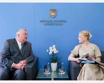 The President of the National Assembly, Urška Klakočar Zupančič, received the Deputy Ombudsman of the Republic of Slovenia, Ivan Šelih; Photo: Mitja Sušnik, National Assembly of the Republic of Slovenia
