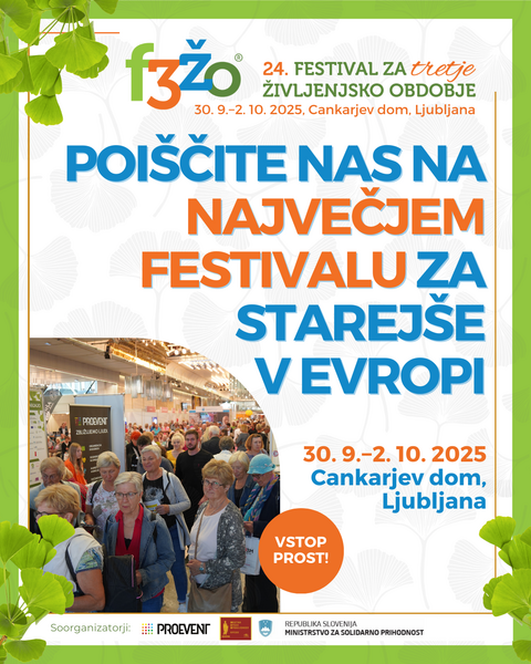 Letak Festivala za tretje življenjsko obdobje, ki vabi k srečanju