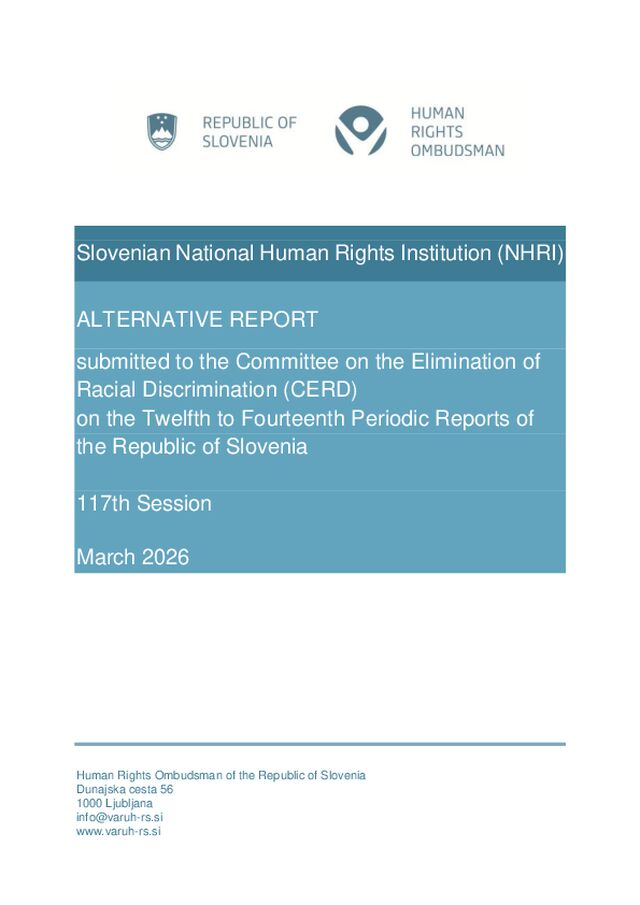 Alternativno poročilo za Odbor za odpravo rasne diskriminacije ob obravnavi dvanajstega do štirinajstega periodičnega poročila Republike Slovenije