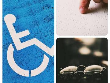 Simbolni kolaž, ki ponazarja različne invalidnosti