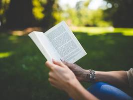 A person is reading a book in nature